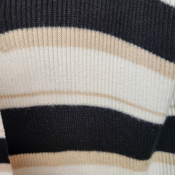 Philosophy Ribbed Open Front Long Cardigan Sweater Navy Stripe Size Large Office - Picture 3 of 5